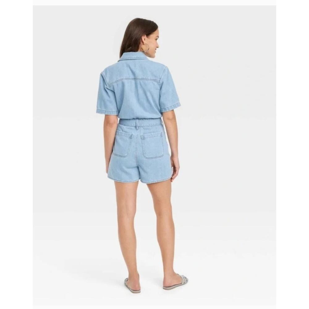 Universal Thread Short Sleeve Denim Romper - Picture 2 of 6